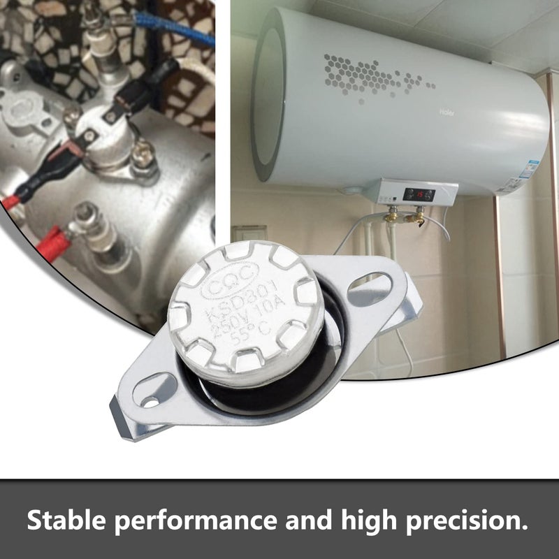 Aopin Thermal Control Switch KSD301 Normally Open 55 Degree 250V 10A Thermostat Temperature Dwitch 10 PCS - Image 4